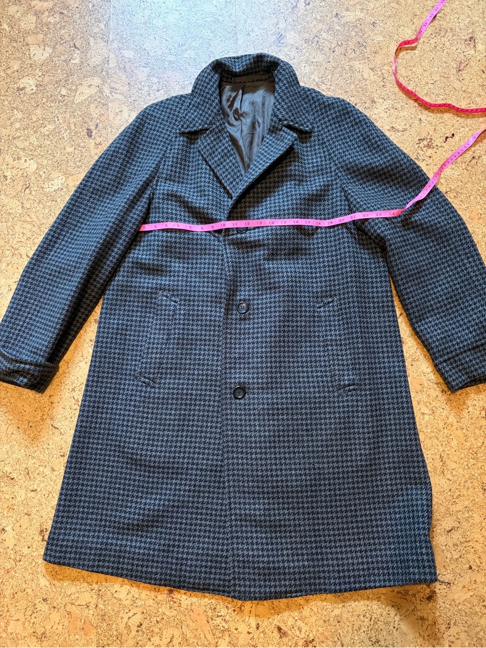 1950’s Hickey Freeman Men's Houndstooth Wool-Blend Overcoat in Dark Gray